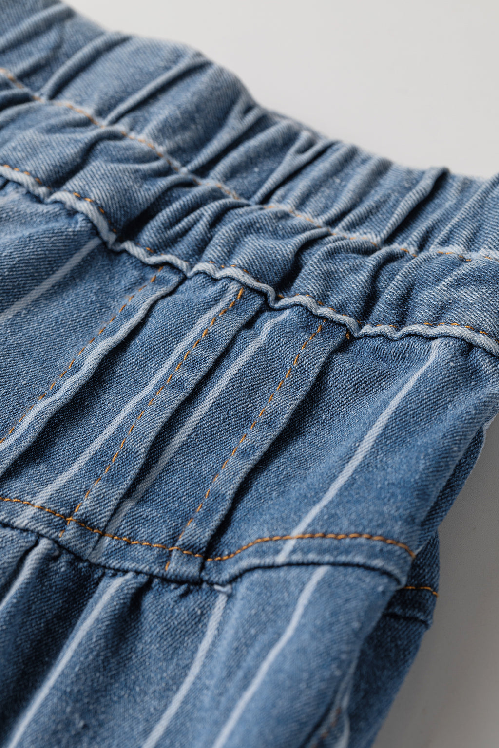 Sky Blue Stripe Plus Size Buttoned Wide Leg Denim Pants
