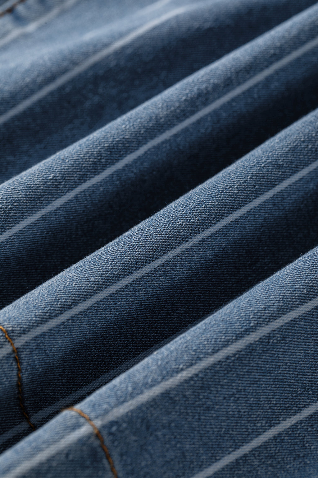 Sky Blue Stripe Plus Size Buttoned Wide Leg Denim Pants