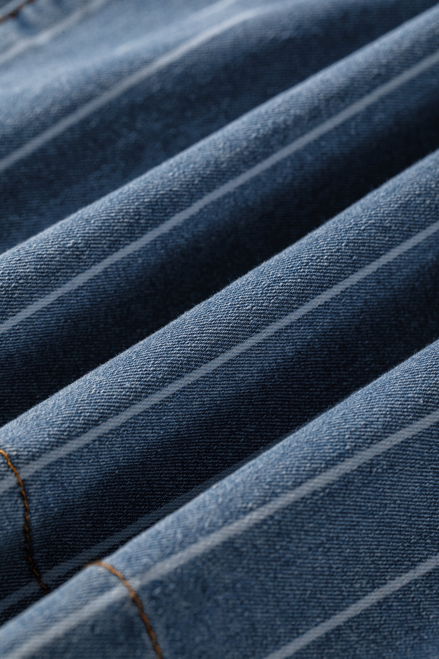 Sky Blue Stripe Plus Size Buttoned Wide Leg Denim Pants