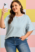 Stripe Plus Round Neck Tee