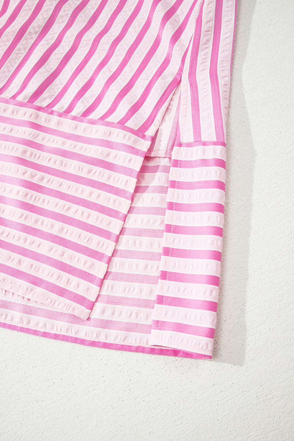 Pink Stripe V Neck Shift Dress