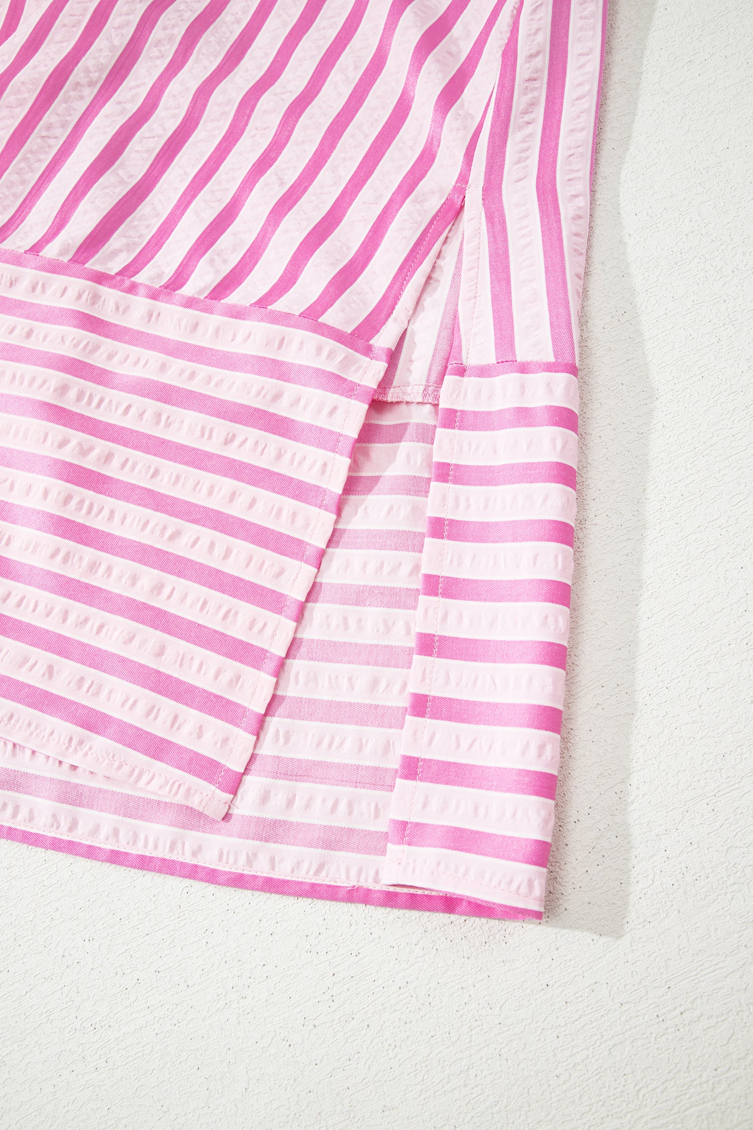 Pink Stripe V Neck Shift Dress