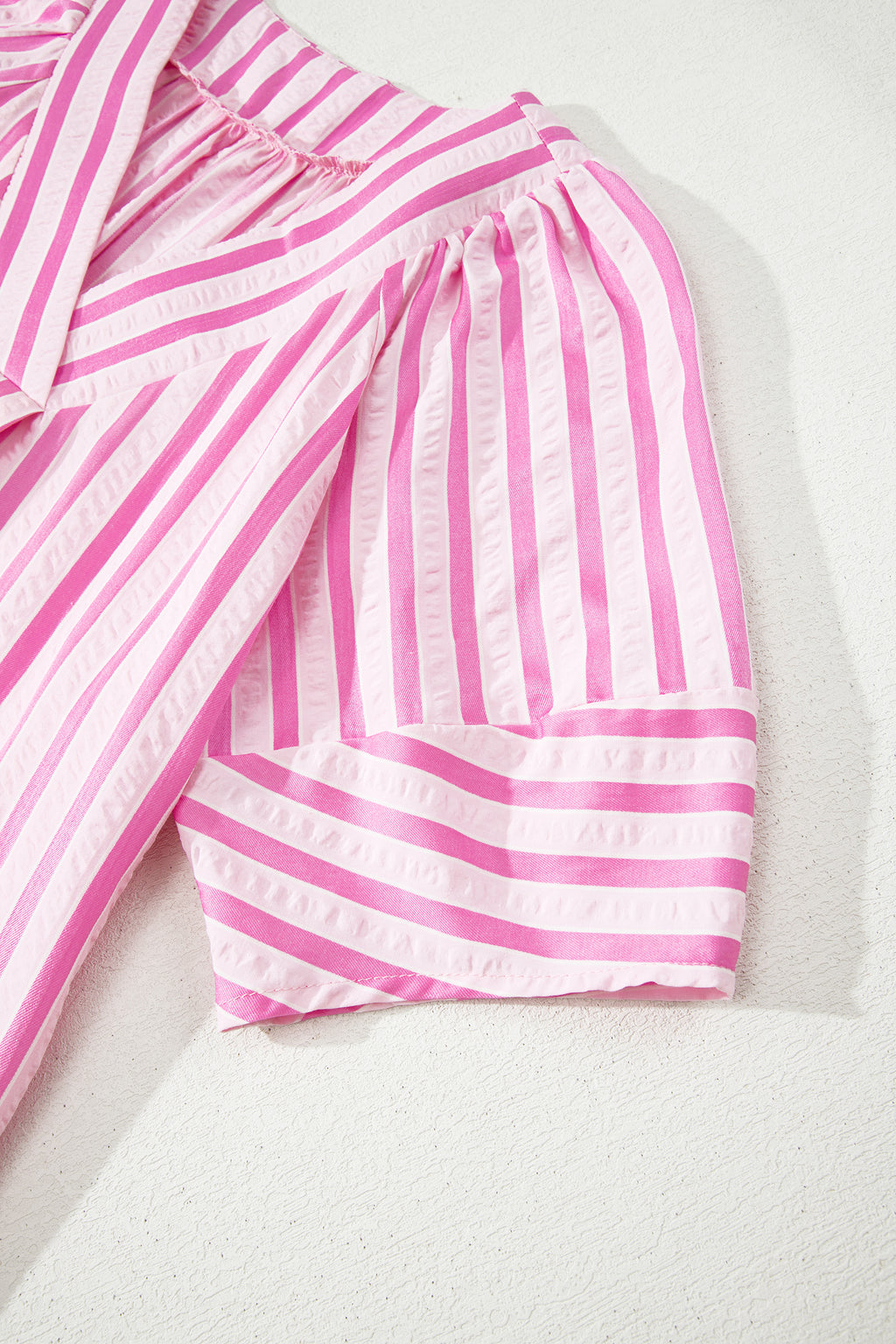 Pink Stripe V Neck Shift Dress