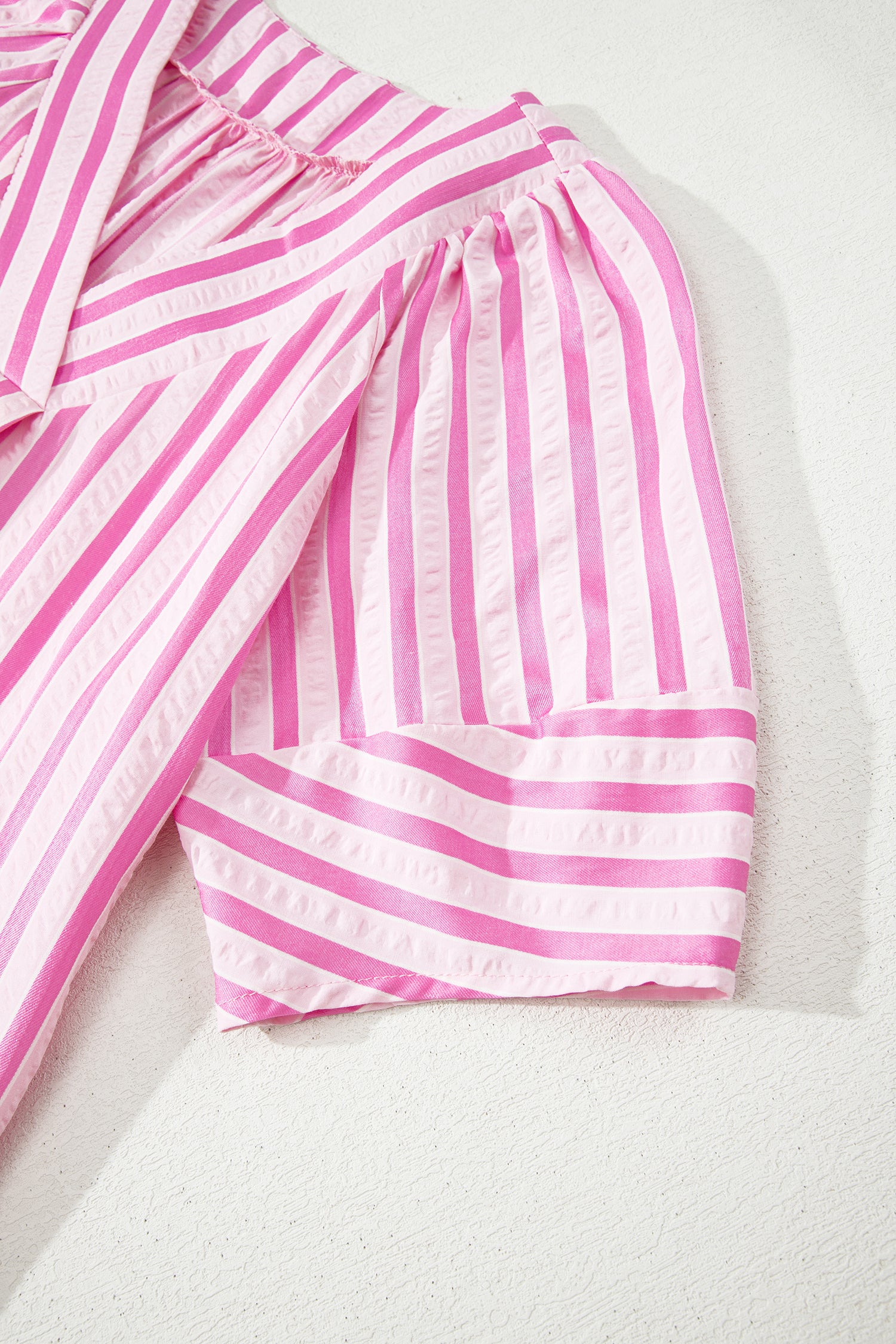 Pink Stripe V Neck Shift Dress