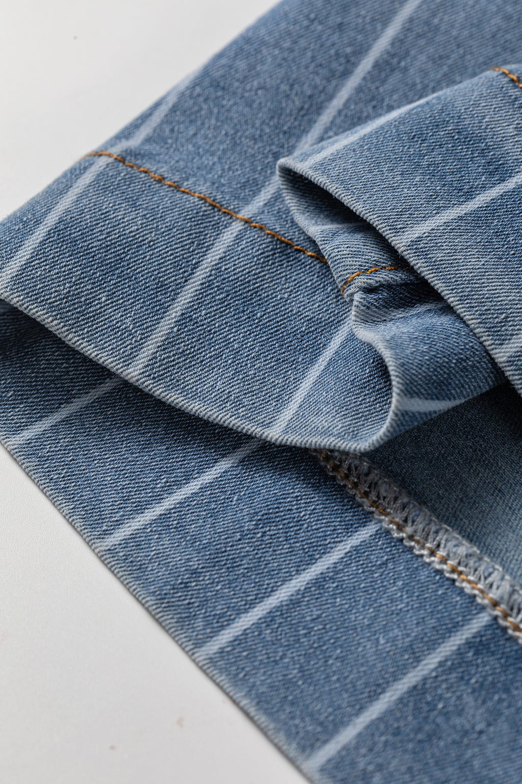 Sky Blue Stripe Plus Size Buttoned Wide Leg Denim Pants