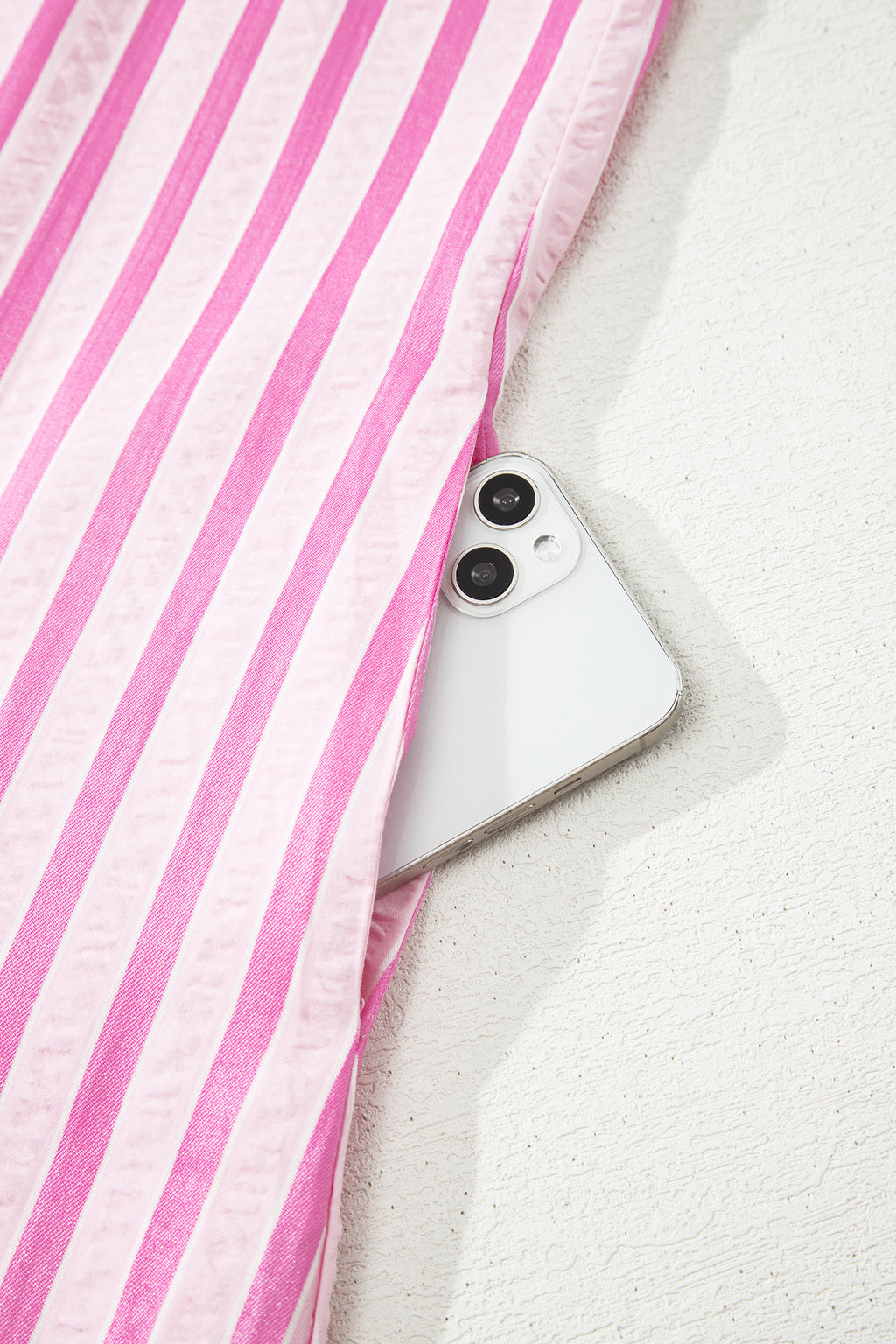 Pink Stripe V Neck Shift Dress