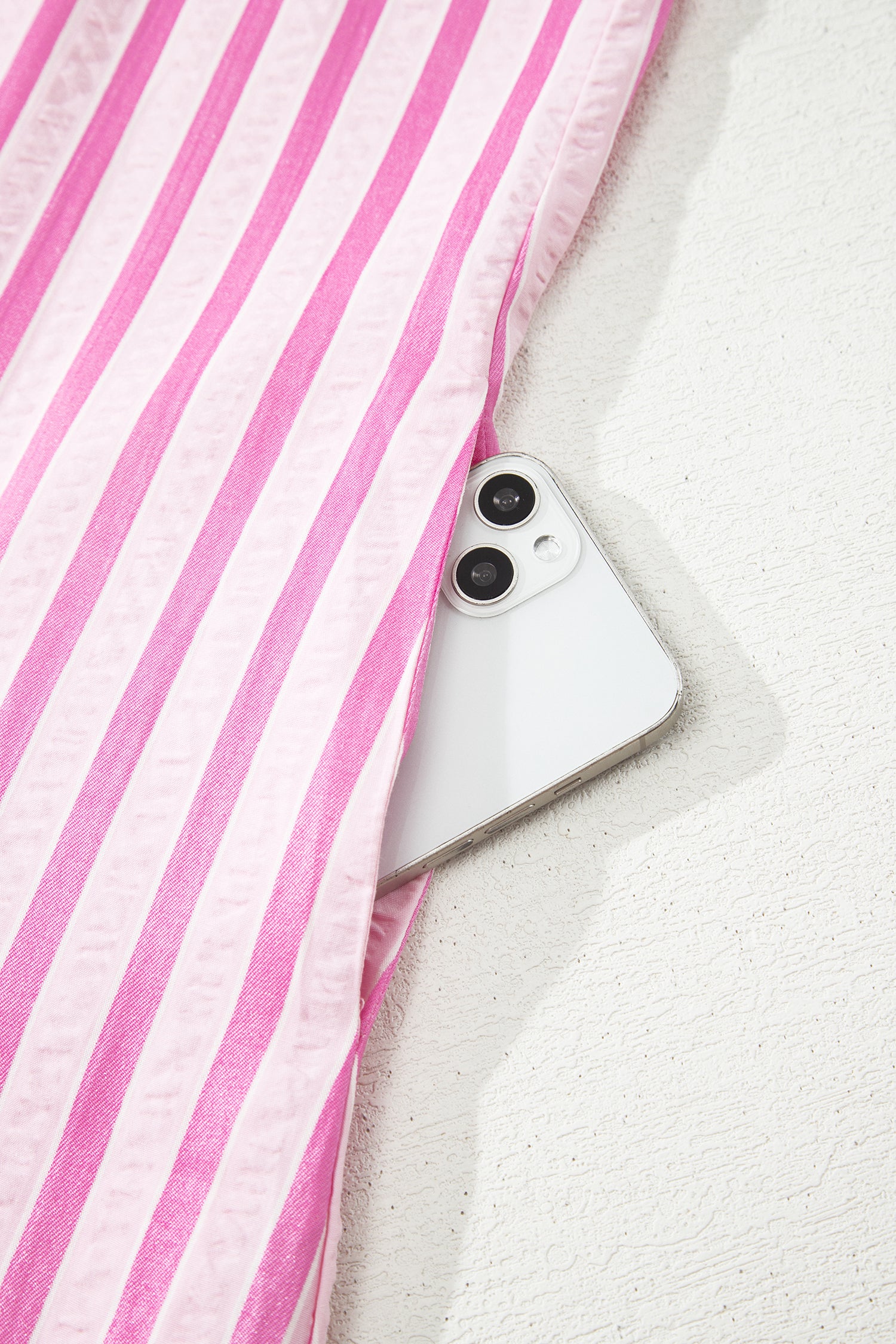 Pink Stripe V Neck Shift Dress