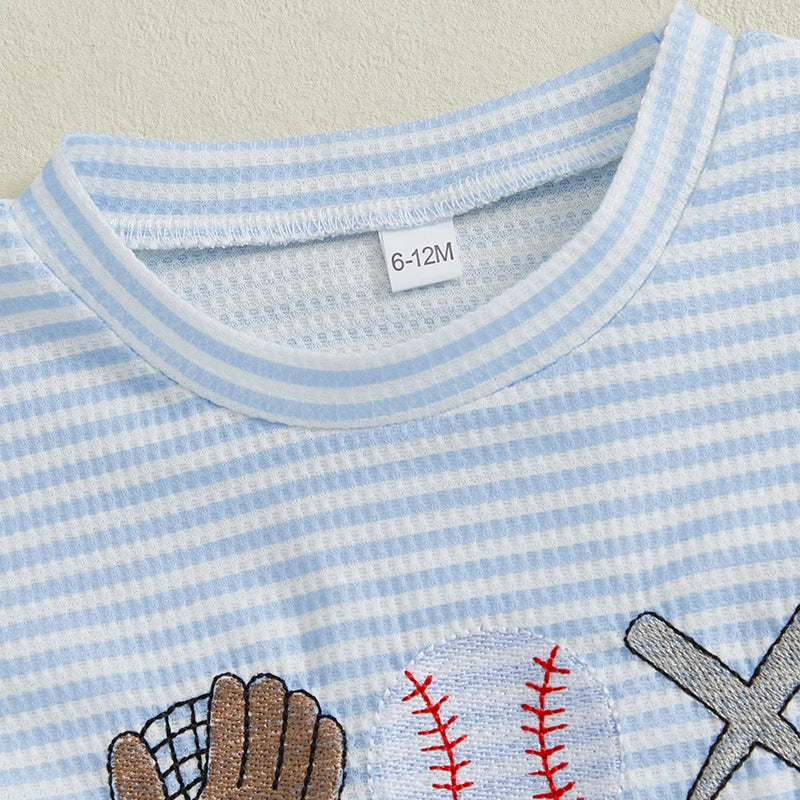 Embroidered Baseball Tee Shorts Sets