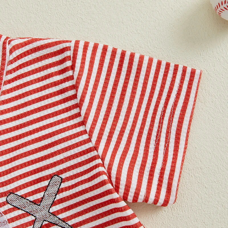 Embroidered Baseball Tee Shorts Sets