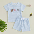 Embroidered Baseball Tee Shorts Sets