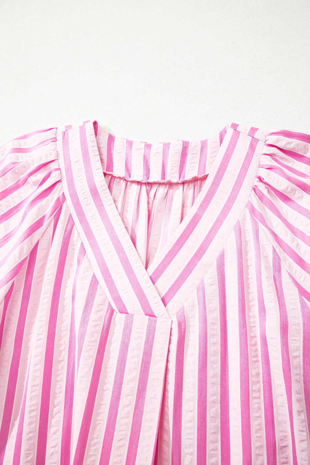 Pink Stripe V Neck Shift Dress