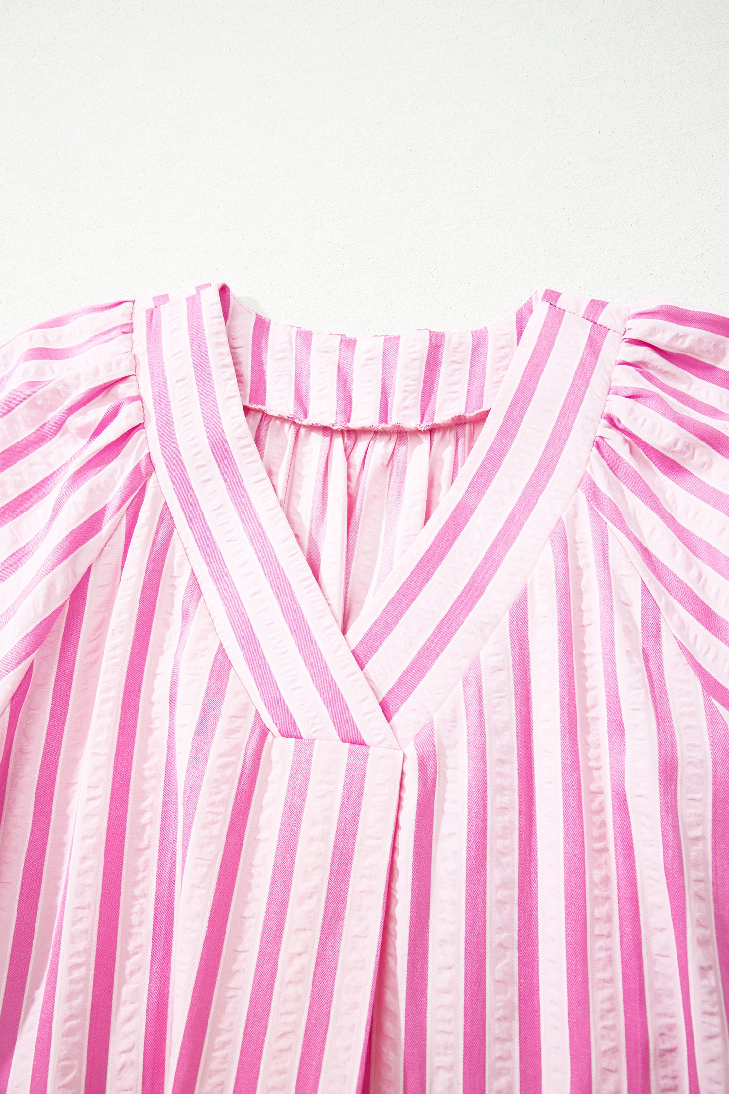 Pink Stripe V Neck Shift Dress